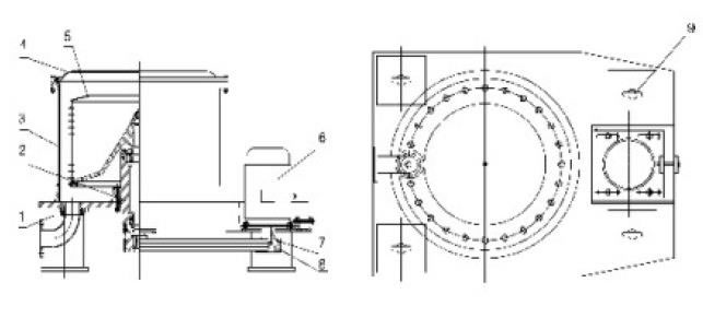 Estructura de la centrífuga para filtración y deshidratado L(P)S